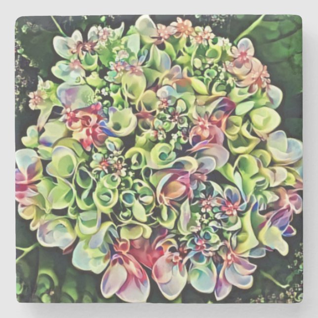Hydrangea Colorful Art Marble Coaster Steinuntersetzer (Vorderseite)