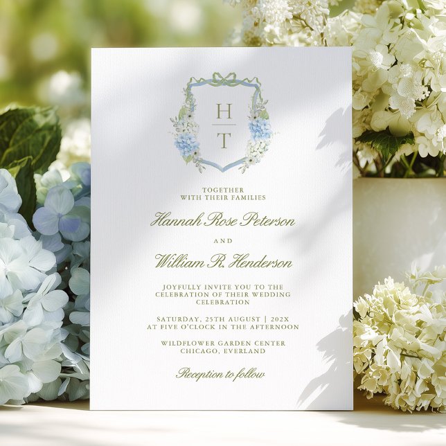 Hydrangea Crest Wedding Invitation Einladung (Von Creator hochgeladen)