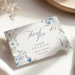 Hydrangea Dankeschön Card Blue Floral Bridal Sho Dankeskarte