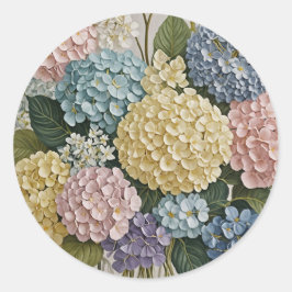 Hydrangea Dreams: Pastellblüten Runder Aufkleber