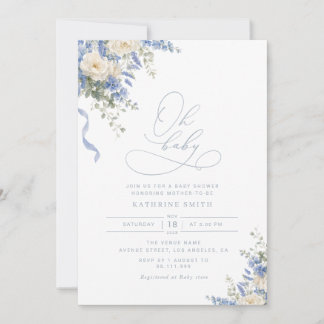 Hydrangea Dusty Blue Babyparty-Einladung Einladung