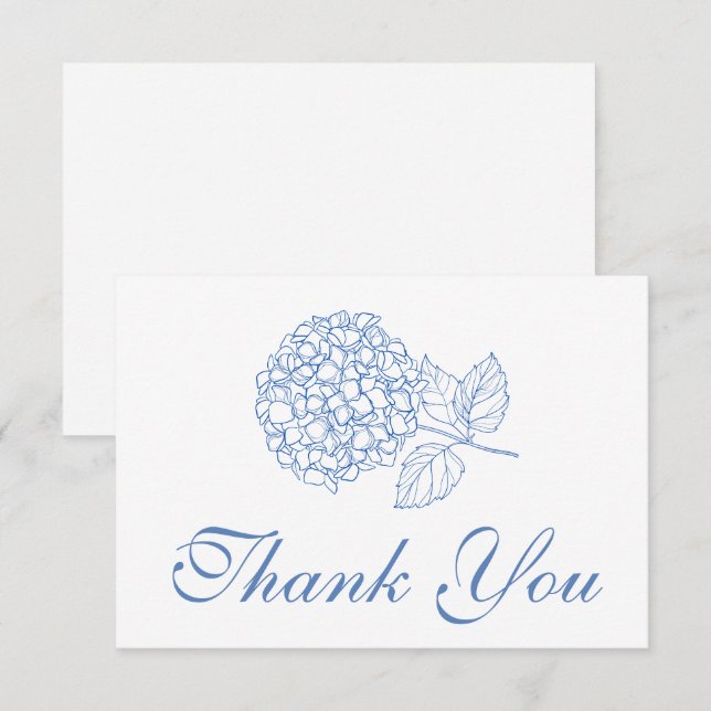 Hydrangea Dusty Blue Elegant Floral Vielen Dank Dankeskarte (Vorne/Hinten)
