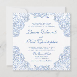 Hydrangea Dusty Blue Floral Moderne Hochzeit Einladung