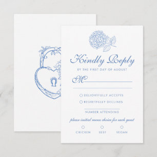 Hydrangea Dusty Blue Floral Moderne Hochzeit RSVP Karte