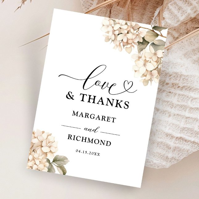 Hydrangea Elegant White Floral Wedding Vielen Dank Dankeskarte (Von Creator hochgeladen)