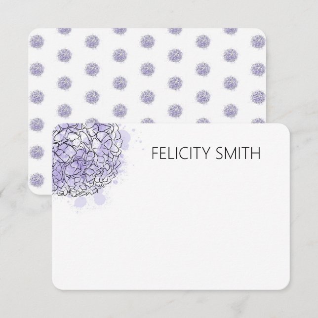 Hydrangea Elegante Personalisiert Stationery Blue Mitteilungskarte (Vorne/Hinten)