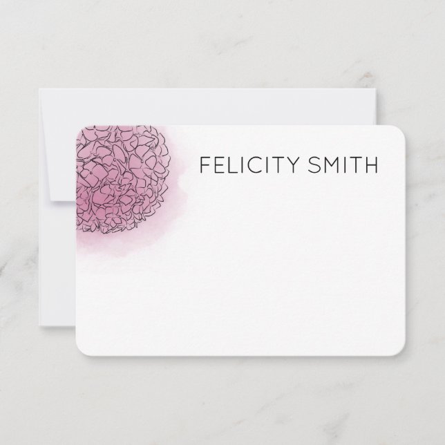 Hydrangea Elegante Personalisiert Stationery Pink Mitteilungskarte (Vorderseite)