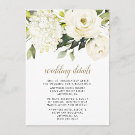 Hydrangea Elegante White Gold Rose Blumenhochzeit Begleitkarte