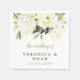 Hydrangea Elegante White Gold Rose Blumenhochzeit Serviette