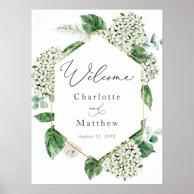 Hydrangea et Affiche de bienvenue Mariage de verdu (Devant)