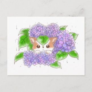 Hydrangea et Mochi Jour de Pluie  Carte postale pa