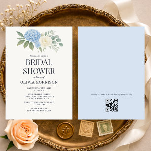 Hydrangea Eukalyptus QR-Code Brautparty Einladung
