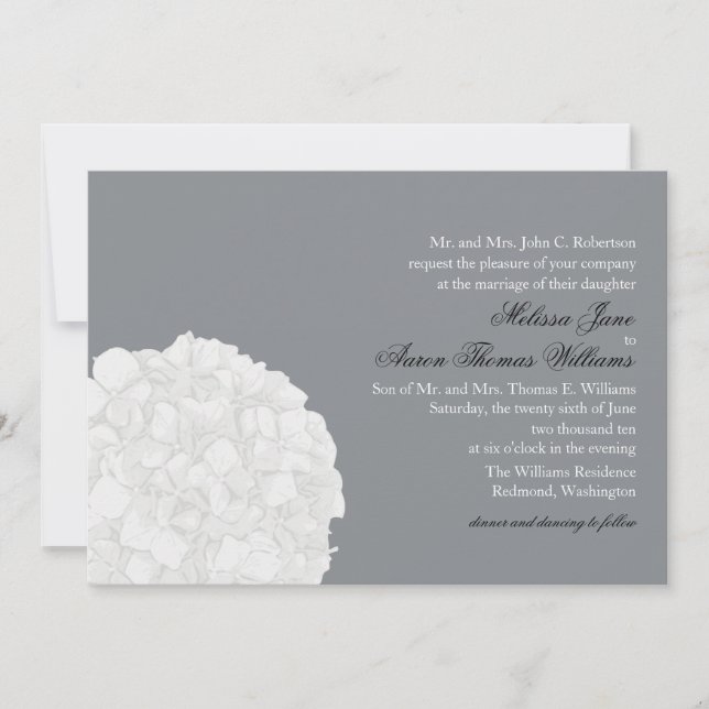 Hydrangea Faire-part de mariage - gris (Devant)