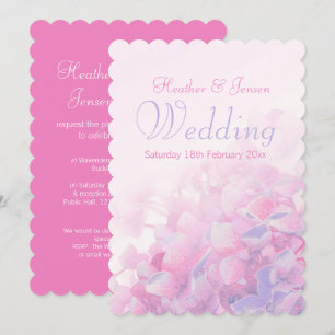 Hydrangea faire-part de mariage violet rose fleuri
