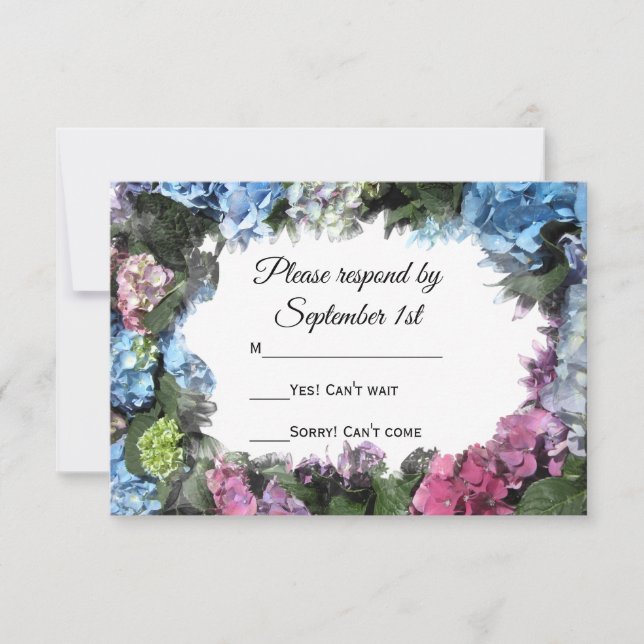 Hydrangea Fleurs Mariage RSVP Réponse (Devant)