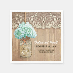 hydrangea fleurs mason pot serviettes en papier ru