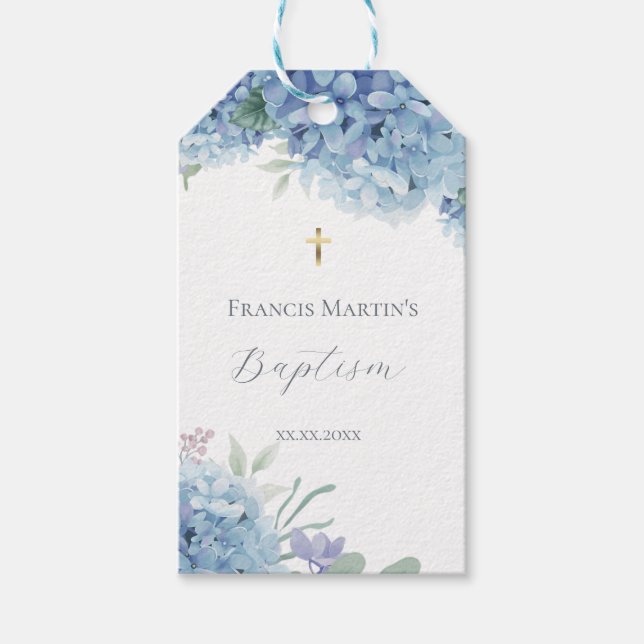 Hydrangea floral  Baptism Geschenkanhänger (Vorderseite)