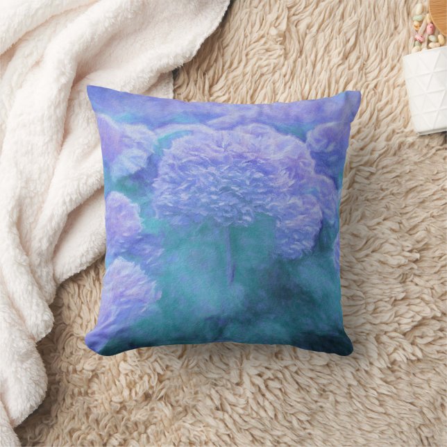 Hydrangea Floral Chic Lila Aquamarin Vintag Kissen (Decke)