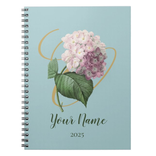 Hydrangea Floral Notebook Notizblock (Vorderseite)
