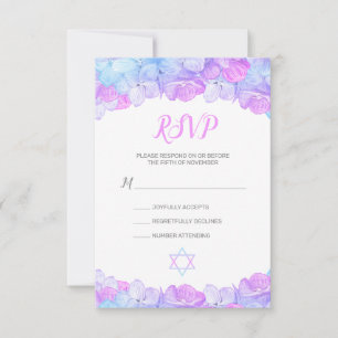 Hydrangea Floral Pink Wasserfarbe Bat Mitzvah RSVP Karte