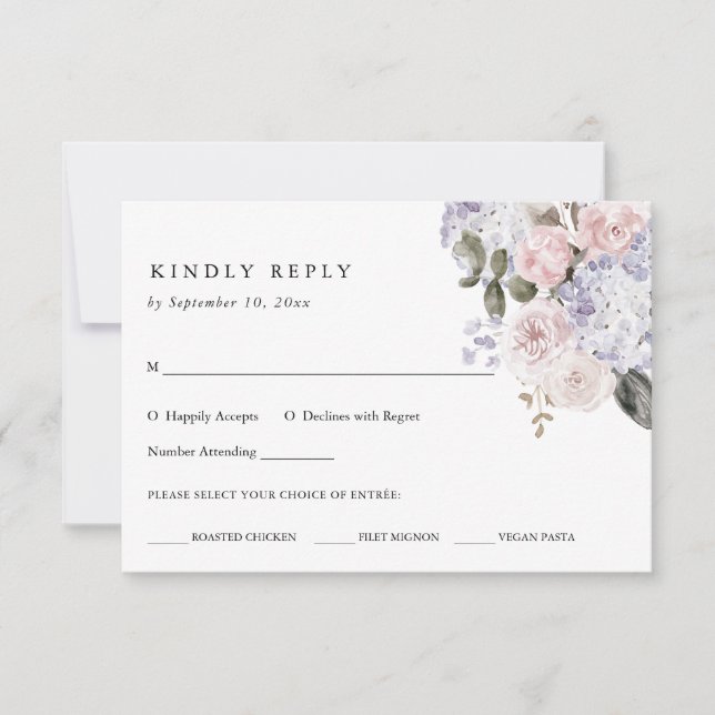 Hydrangea floral | Wahl zum Hochzeitsessen RSVP Karte (Vorderseite)