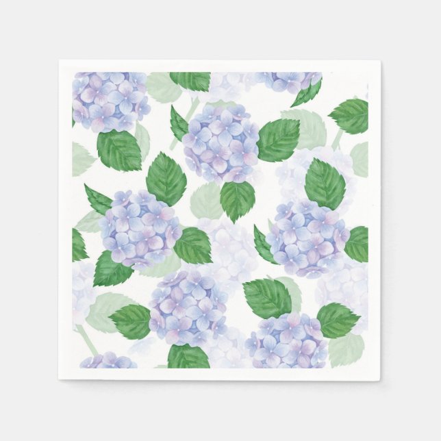 Hydrangea Floral Watercolor Blue Party Serviette (Vorderseite)