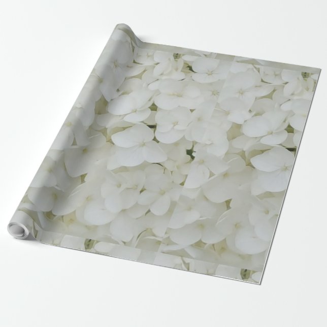 Hydrangea Flowers Floral White Elegant Blossom Geschenkpapier (Ungerollt)