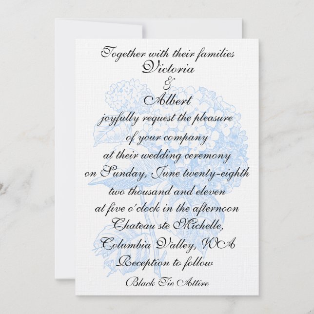 Hydrangea FORMELLE HOCHZEITSEINLADUNG Einladung (Vorderseite)