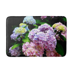 Hydrangea-Garten, rosa, blau, lila Blumen Badematte