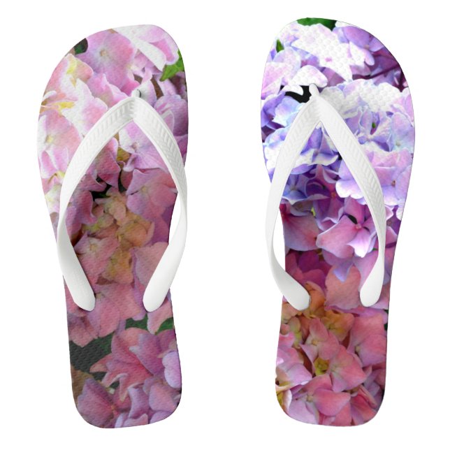 Hydrangea-Garten, rosa, blau, lila Blumen Flip Flops (Fußbett)