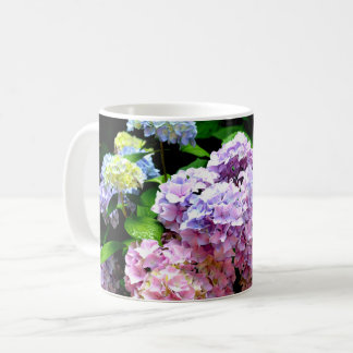 Hydrangea-Garten, rosa, blau, lila Blumen Kaffeetasse
