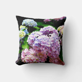 Hydrangea-Garten, rosa, blau, lila Blumen Kissen