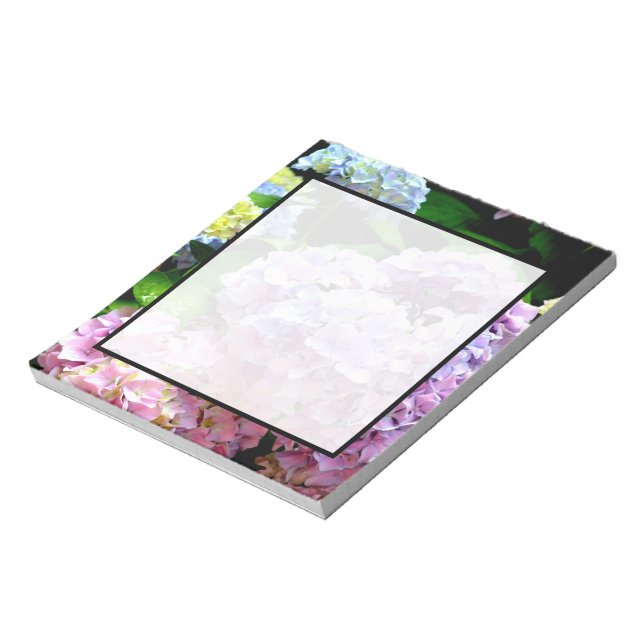 Hydrangea-Garten, rosa, blau, lila Blumen Notizblock (Rotiert)