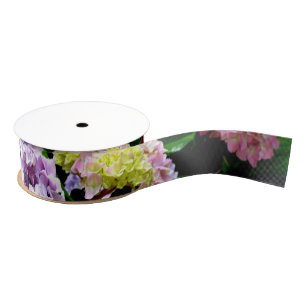 Hydrangea-Garten, rosa, blau, lila Blumen Ripsband
