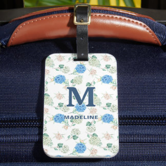 Hydrangea-Gepäckanhänger Monogramm Blaue Blüten Gepäckanhänger