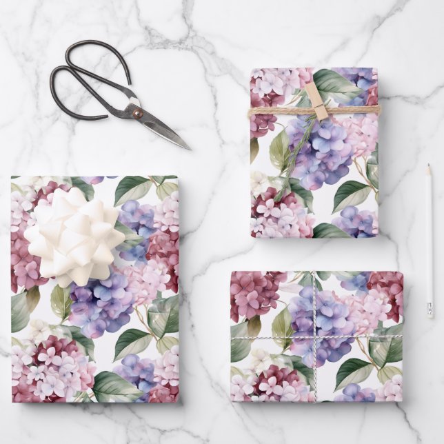 Hydrangea Geschenkpapier Set (Vorderseite)