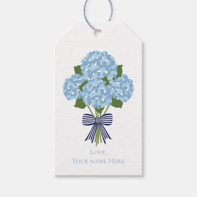 Hydrangea-Geschenktafel, Custom Blue Grandmillenia Geschenkanhänger (Vorderseite)