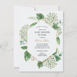 Hydrangea Gold Frame Baby Dusche per Mail Einladung