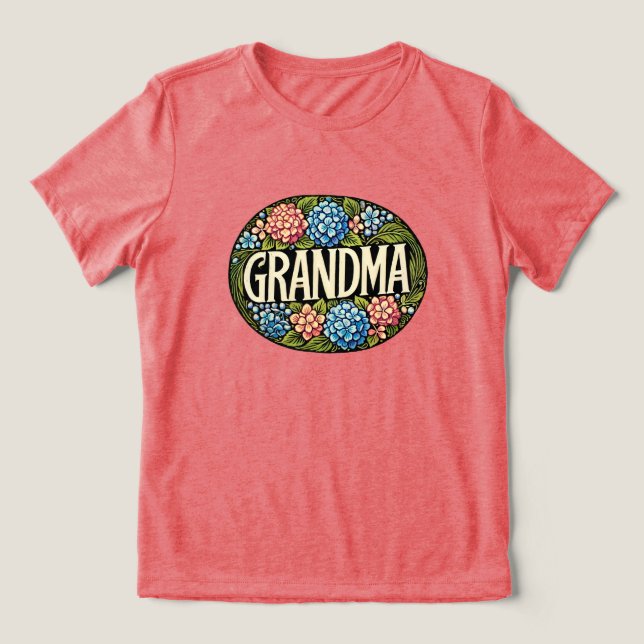Hydrangea Grandma Tri-Blend Shirt (Design Vorderseite)