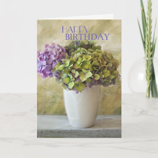 Hydrangea - Happy Birthday Friend Karte (Vorderseite)