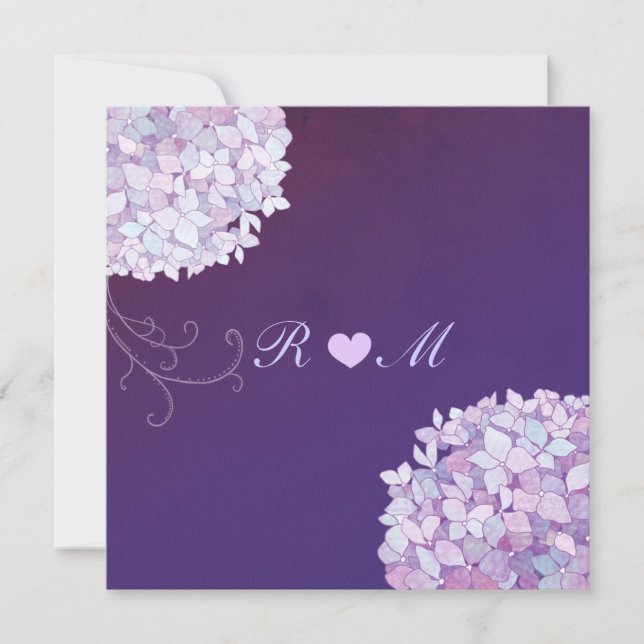 Hydrangea + Heart Plum Floral Wedding Einladung (Vorderseite)