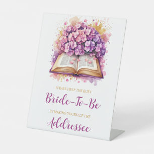 Hydrangea helfen dem belebten Bride-Zeichen Sockelschild