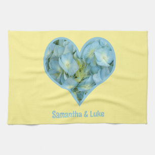Hydrangea Herz mit Personalisiertem Text Geschirrtuch
