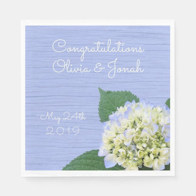Hydrangea Herzlichen Glückwunsch Hochzeit von Holz Serviette (Vorderseite)