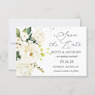 Hydrangea Hochzeit von White Cream Rose retten das Save The Date