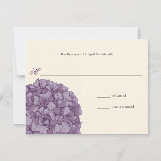 Hydrangea Hochzeitreaktion RSVP Karte (Vorderseite)