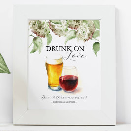 Hydrangea-Hochzeitsdekoration Open Bar-Schilder Poster
