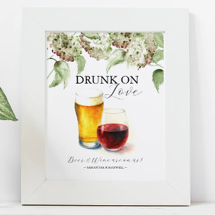 Hydrangea-Hochzeitsdekoration Open Bar-Schilder Poster