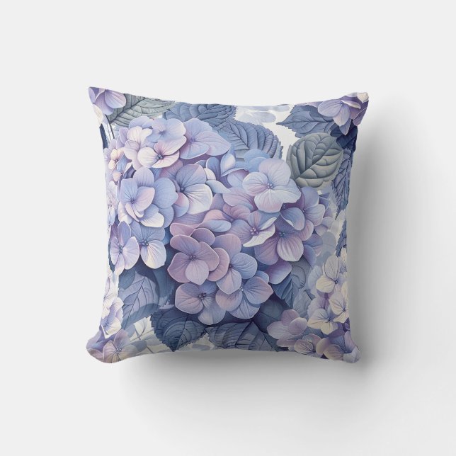 Hydrangea hortensia lila blaue Blütenblätter Kissen (Vorderseite)