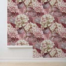 Hydrangea hortensia Rosa Creme Blütenblätter Tapete